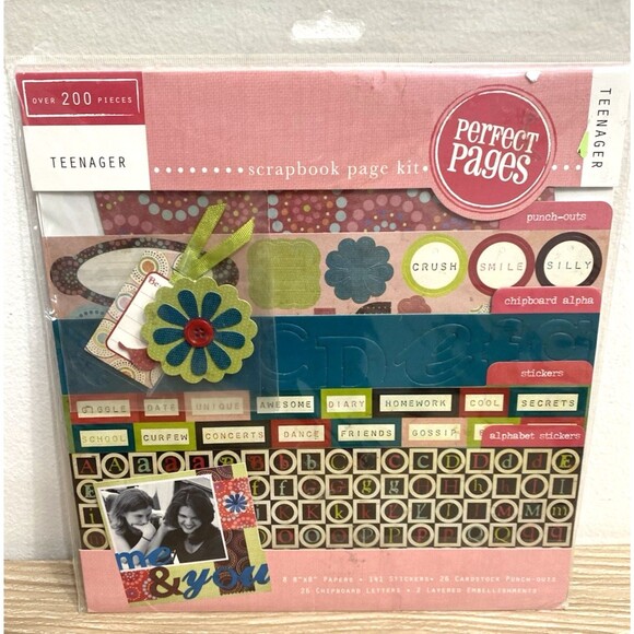 Perfect Pages Teenager Scrapbook Page Kit Over 200 Pieces Stickers Paper NEW - Picture 1 of 5